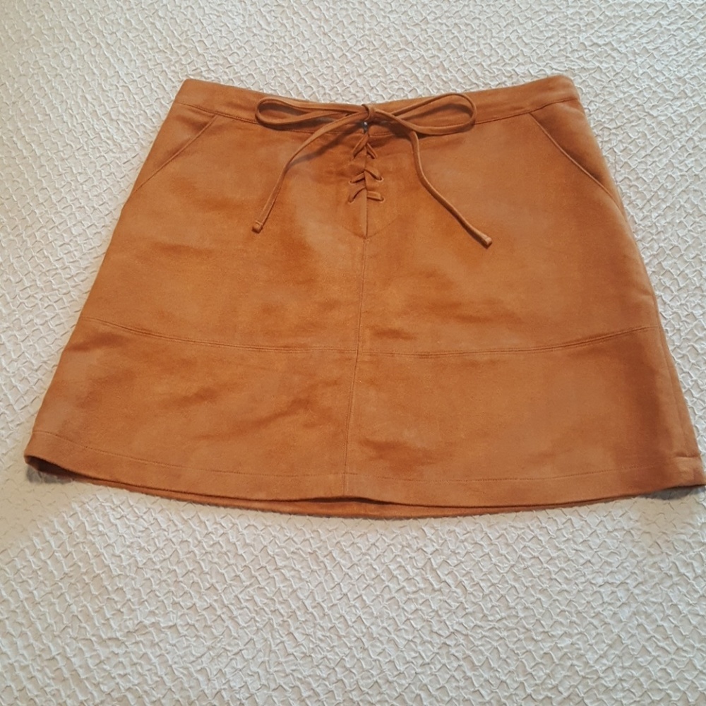 Tan Faux Suade Skirt NWT